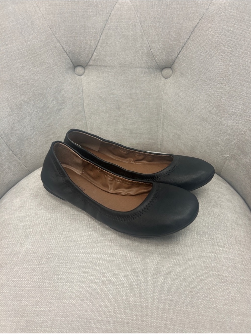 Lucky Brand Black Leather Ballet Flats Women’s Round Toe Slip On Shoes